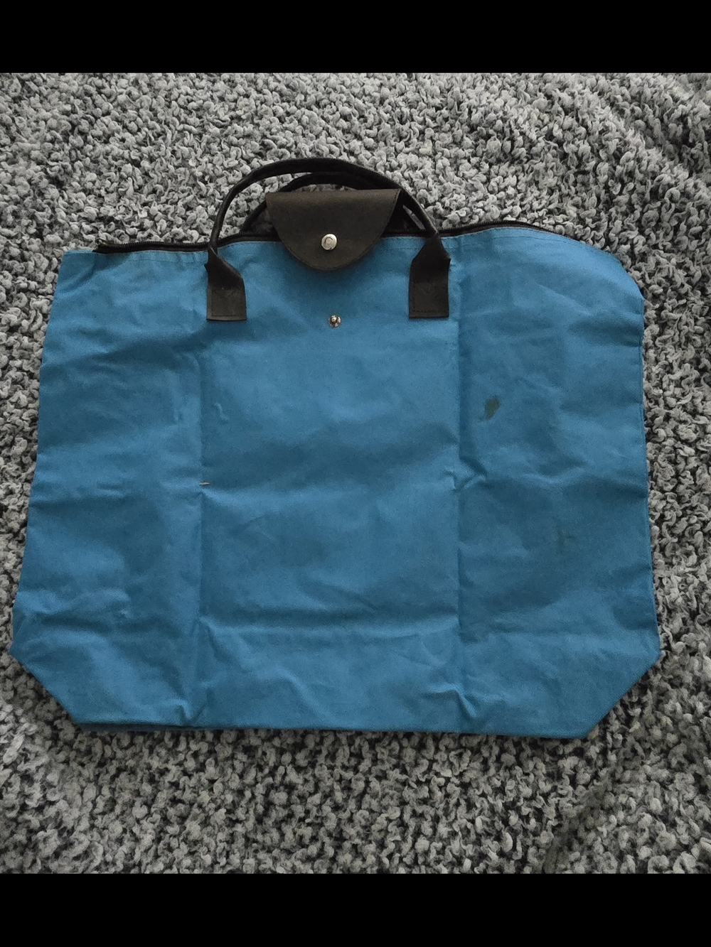 Blue Foldable Travel Tote Bag with Top Handles